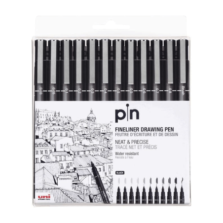 Set de 12 unidades Uni Pin micropunta Posca