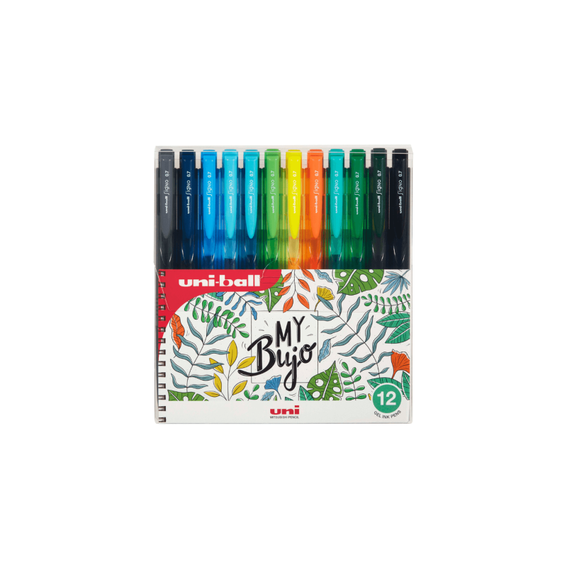 Bolígrafos Retractiles Tinta Gel, Botánico 12 Colores - My Bujo Uni-ball