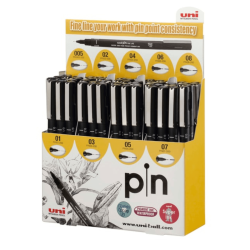 Rotuladores Uni Pin Micropunta, Expositor de 60 Piezas - UNI-BALL
