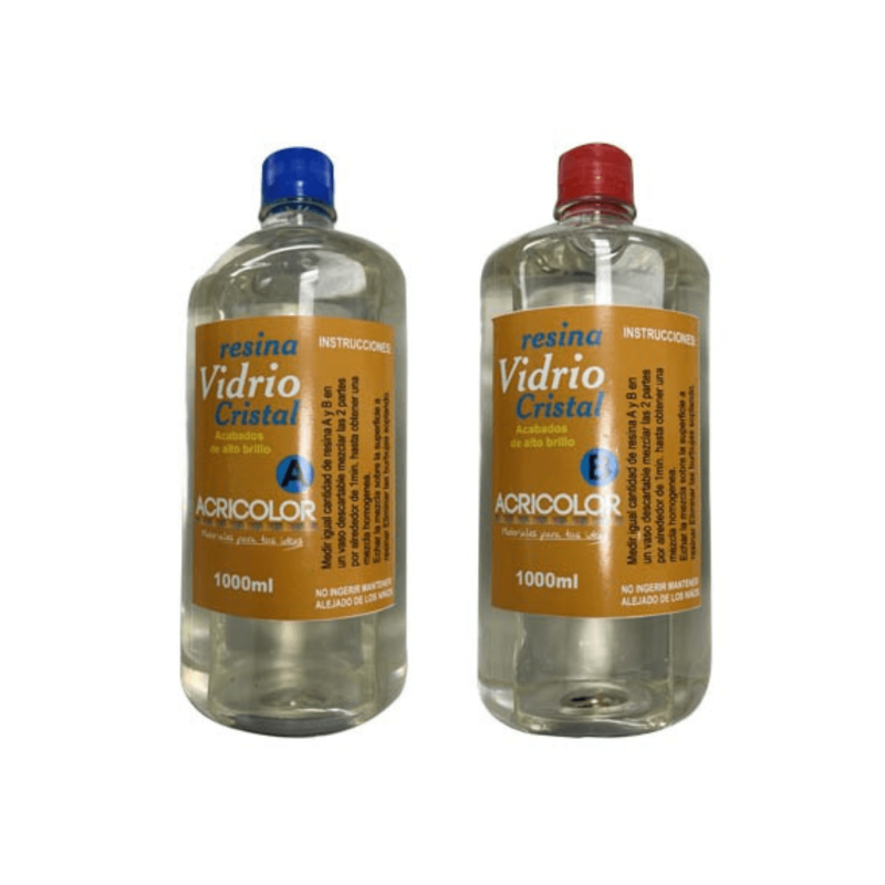 Resina Vitral bicomponente A y B de 1000ml, Acricolor