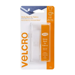 Tira blanca con adhesivo para telas, VELCRO