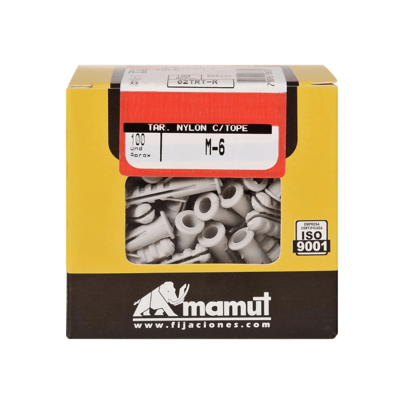 Tarugo Nylon con Tope M6 x 100 unid - MAMUT