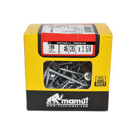 Tornillo Drywall 6x1-5/8" CRS Zindicado 100 Unidades - MAMUT