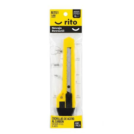 Estilete Retráctil 18mm Cuerpo Reforzado Cutter Plástico - RITO