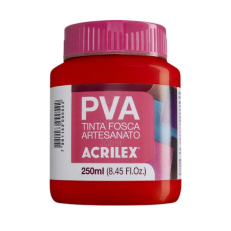 Pintura para Artesanía PVA Rojo Vivo 250ml, ACRILEX