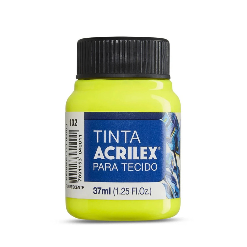 Pintura Fluorescente para Tela 37ml Amarillo Limón 102 - ACRILEX