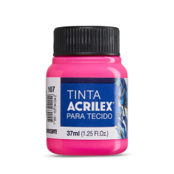 Pintura Fluorescente para Tela 37ml Rosado 107 - ACRILEX