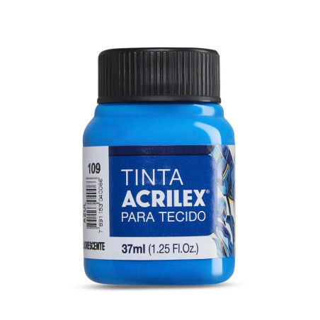 Pintura Fluorescente para Tela 37ml Azul 109 - ACRILEX