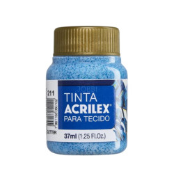 Pintura Glitter para Tela 37ml Azul Turquesa 211 - ACRILEX