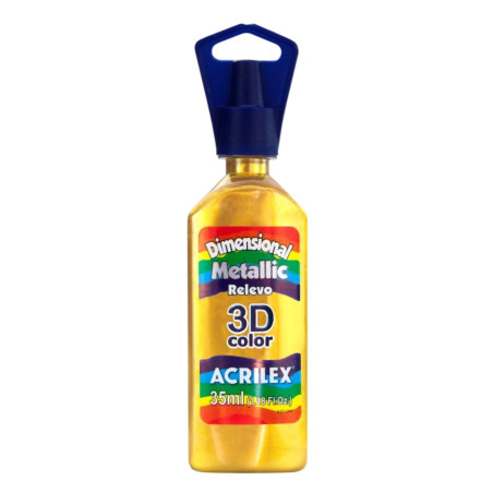 Tinta Metálica Dimensional Relieve 3D Oro Sol, ACRILEX