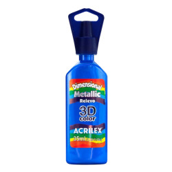 Tinta Metálica Dimensional Relieve 3D Azul Caribe, ACRILEX