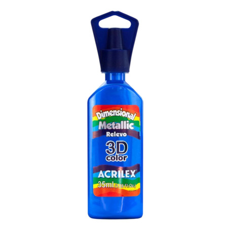 Tinta Metálica Dimensional Relieve 3D Azul Caribe, ACRILEX