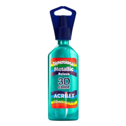 Tinta Metálica Dimensional Relieve 3D Verde, ACRILEX