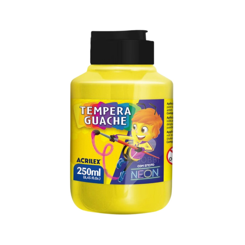Tempera Guache 250ml Amarillo Neón - ACRILEX