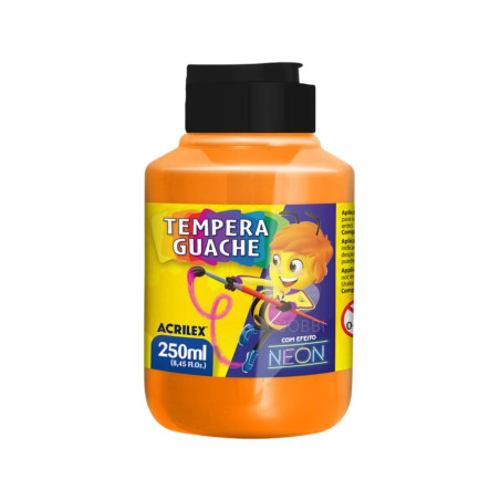 Tempera Guache 250ml Naranja Neón - ACRILEX