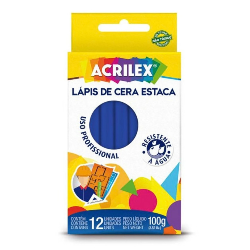 Crayones de Cera Estaca Azul - ACRILEX