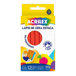 Crayones de Cera Estaca Rojo Fuego - ACRILEX