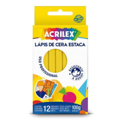 Crayones de Cera Estaca Amarillo Limón - ACRILEX