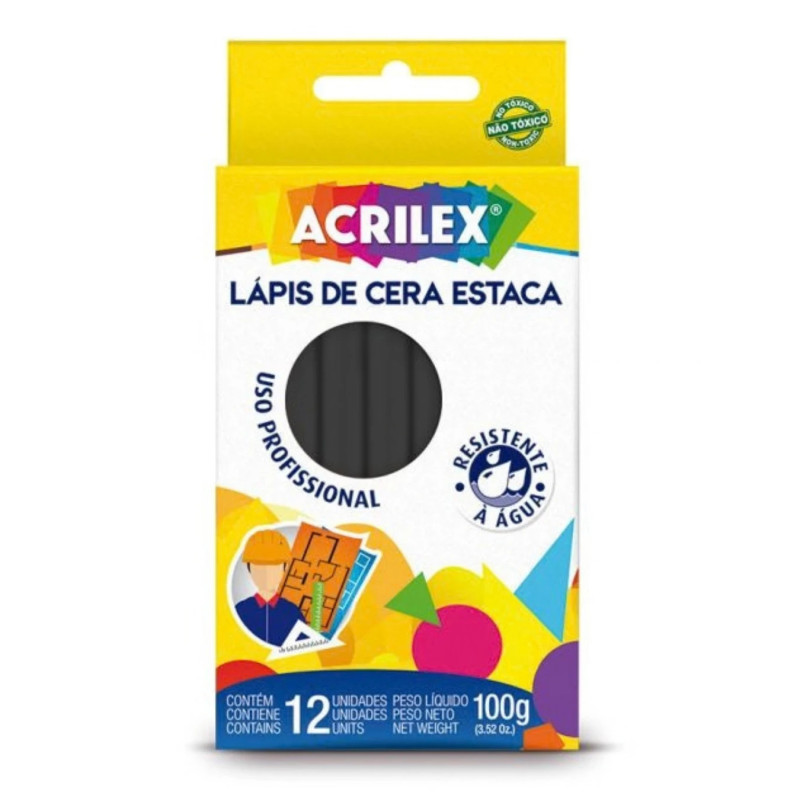 Crayones de Cera Estaca Negro - ACRILEX