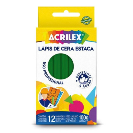 Crayones de Cera Estaca Verde Bandera  - ACRILEX