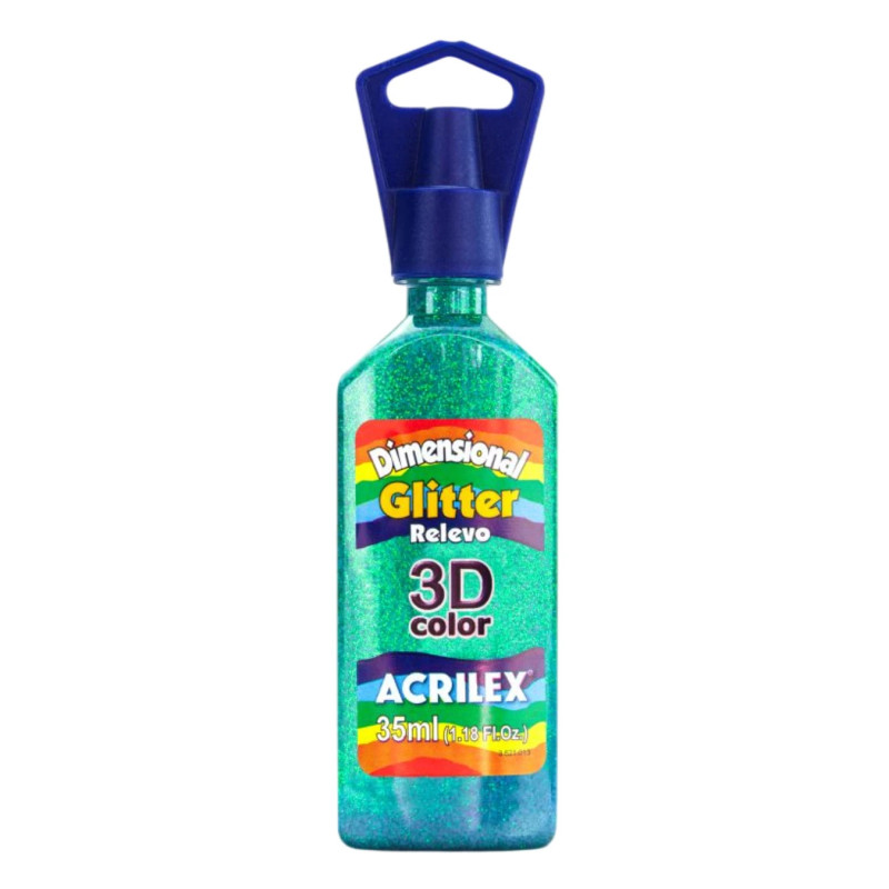 Tinta Glitter Dimensional Relieve 3D Verde, ACRILEX