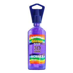 Tinta Glitter Dimensional Relieve 3D Violeta, ACRILEX