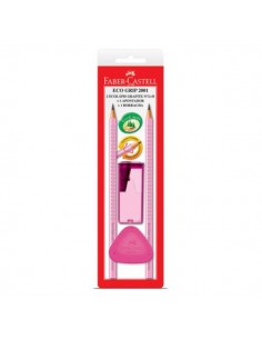 Kit 2 ecolápices de grafito+1 borrador+1 tajador color rosado, FABER-CASTELL