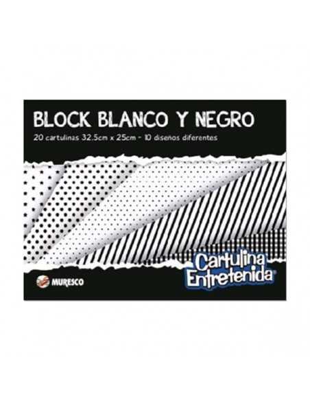 Block cartulina entretenida blanco y negro, MURESCO