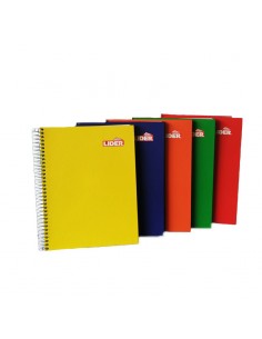 Cuaderno espiral 1/2 oficio de 100 hojas, LIDER