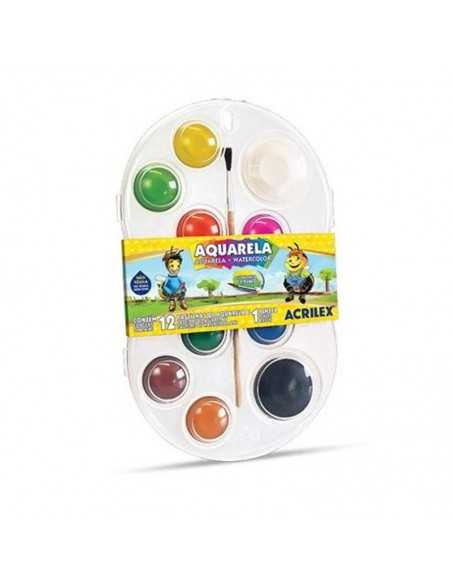Acuarela de 12 colores+ pincel, ACRILEX