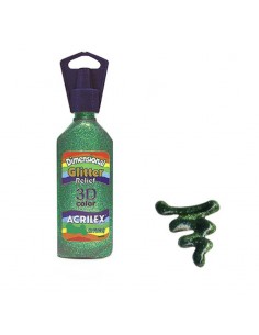 Dimensional relieve 3D color glitter verde 100ml, ACRILEX