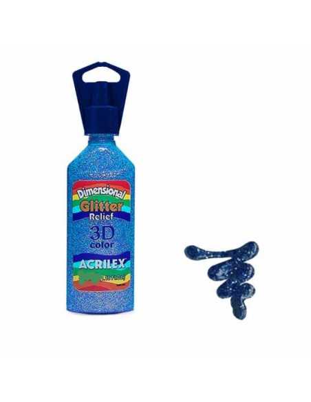 Dimensional relieve 3D color glitter azul 100ml, ACRILEX