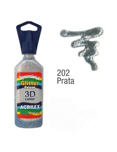 Dimensional relieve 3D color glitter plata 100ml, ACRILEX