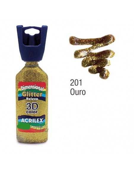 Dimensional relieve 3D color glitter oro 35ml, ACRILEX