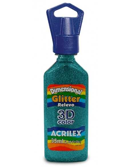 Dimensional relieve 3D color glitter azul turquesa 35ml, ACRILEX