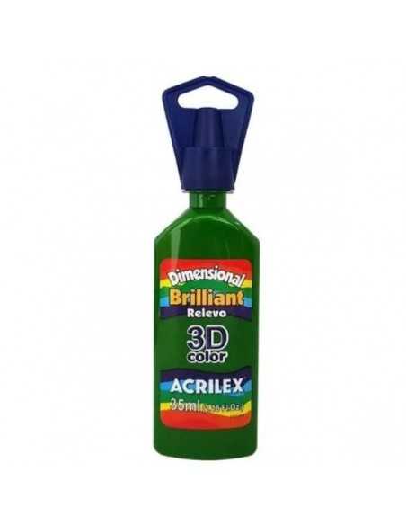 Dimensional relieve 3D color brillante verde musgo 35ML, ACRILEX