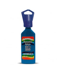 Tinta metálica dimensional relieve 3D azul, ACRILEX
