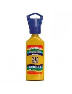 Tinta metálica dimensional relieve 3D amarillo, ACRILEX