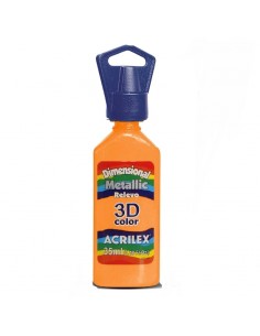 Tinta metálica dimensional relieve 3D naranja, ACRILEX