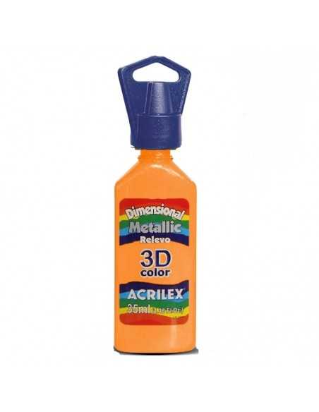Tinta metálica dimensional relieve 3D naranja, ACRILEX
