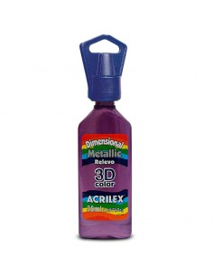 Tinta metálica dimensional relieve 3D magenta, ACRILEX