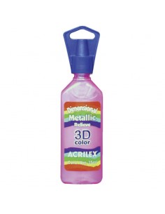 Tinta metálica dimensional relieve 3D rosa cintilante, ACRILEX
