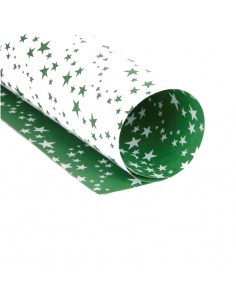 Cartulina de estrellas doble cara verde y blanco 50 x 65 cm