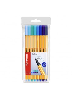 Estuche de 8 colores tonos azules fineliner, STABILO