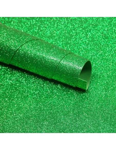 Goma eva glitter  50 x 70 verde  manzana
