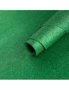 Goma eva glitter  50 x 70 verde oscuro