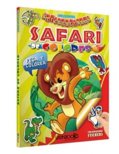Libro Safari de Colores pega y colorea con stickers, Latinbooks