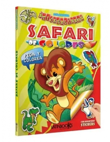 Libro Safari de Colores pega y colorea con stickers, Latinbooks Libro Safari de Colores pega y colorea con stickers, Latinbooks