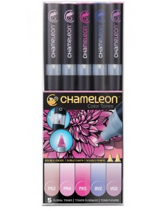 Set de 5 rotuladores- Tonos Florales, CHAMELEON