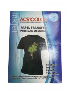 Papel Transfer Prendas Oscuras A4, Acricolor